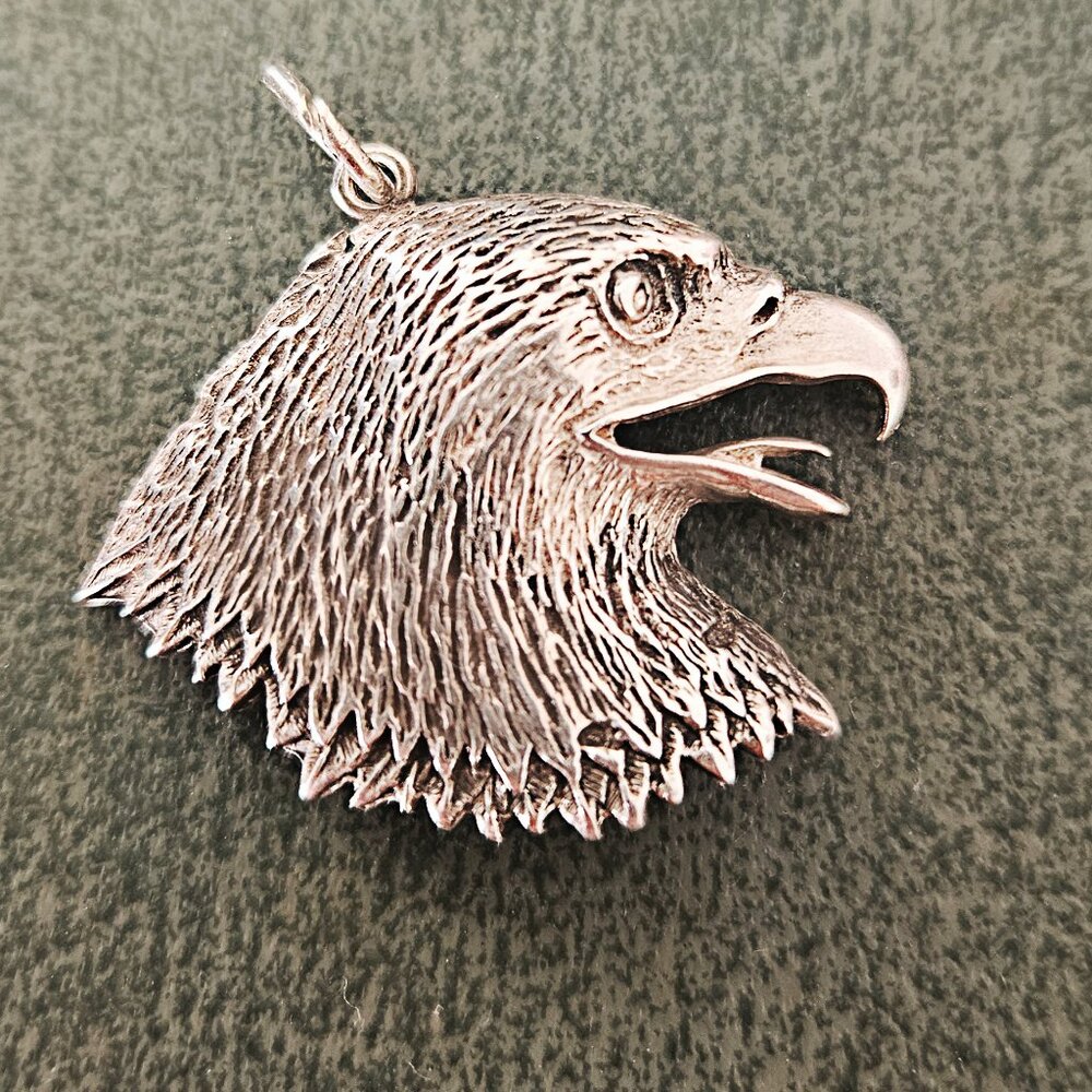 Sterling 925 Silver Eagle Head Necklace Pendant Philly Philadelphia Military USA